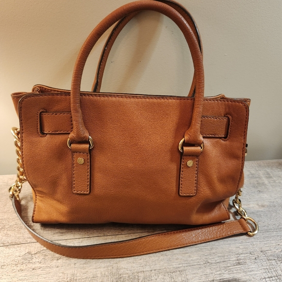 Michael Kors Hamilton Brown Saffiano Medium Satchel Shoulder Handbag Purse - Picture 6 of 13